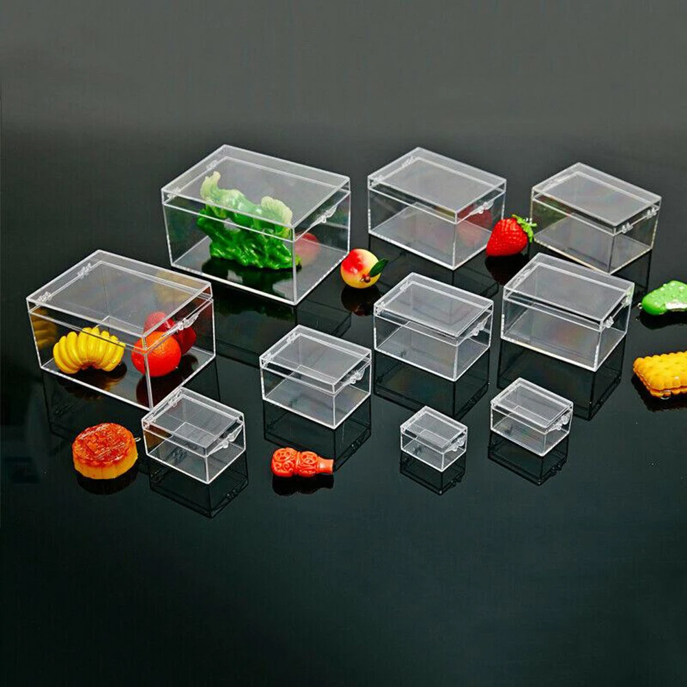 Clear Plastic Box Rectangular Insect Specimen Display Desktop Storage Boxes Dustproof Jewelry Screw Storage Case Container