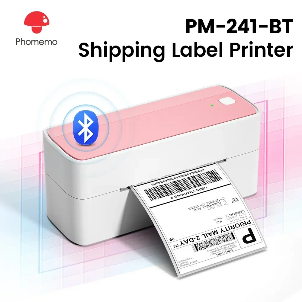 Phomemo 241 Impresora de etiquetas térmica Bluetooth Impresora de etiquetas de envío pequeña inalámbrica 4X6 Compatible con iPhone Android Mac Window