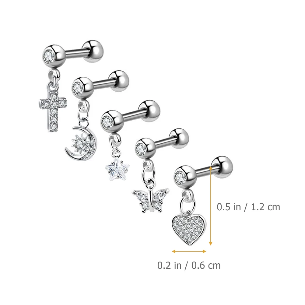 

5Pcs Attractive Earrings Cartilage Ear Studs Suitable for Cosplay and Club Party Earrings Cartilage Earring Tragus Earring
