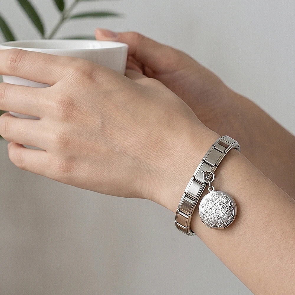 Öffnungsfähiger Liebesherz-Anhänger, italienischer Charm-Anhänger, passend für 9mm Edelstahlarmbänder, DIY-Perlen-Schmuck für Damen und Herren, Geschenk – Detail 7