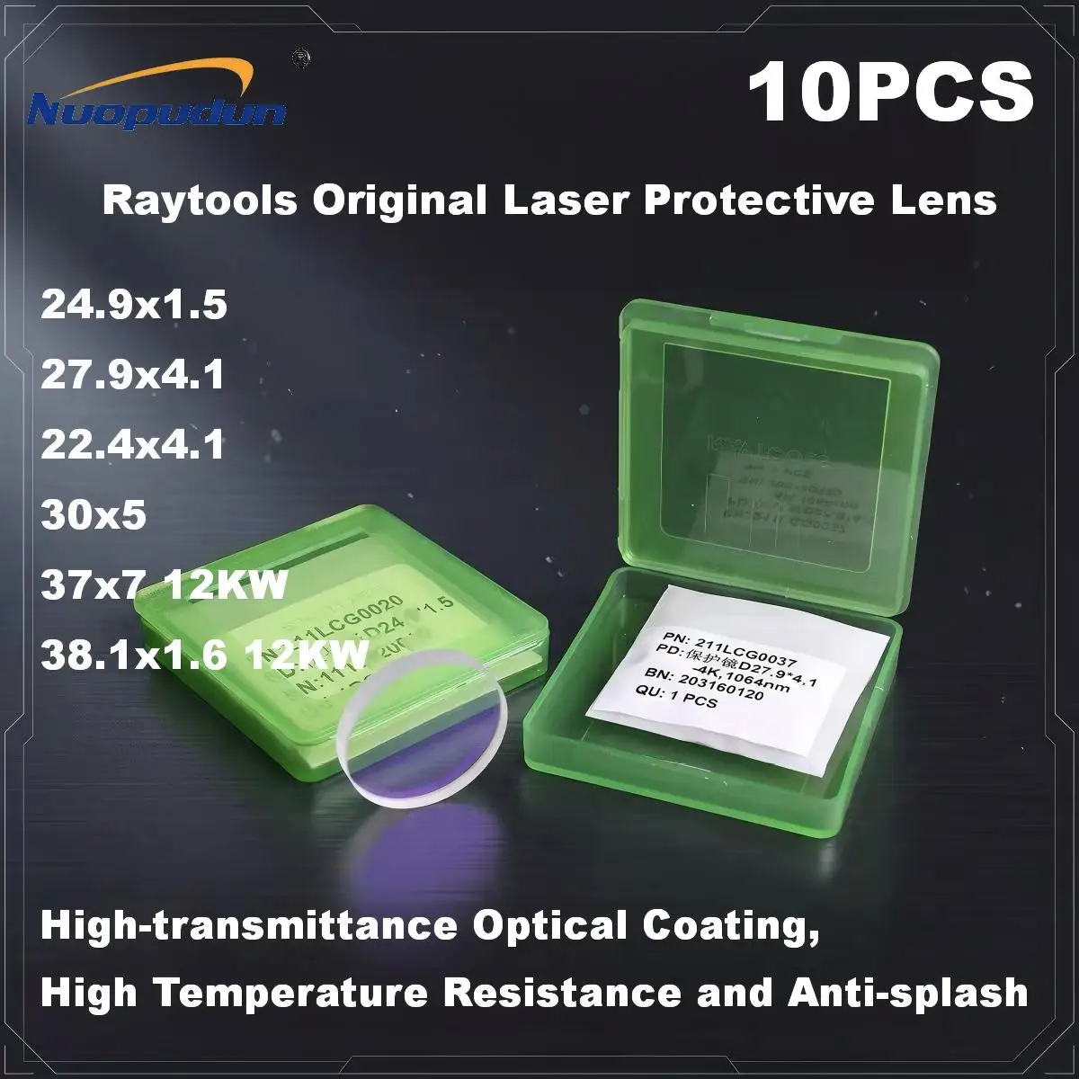 10PCS Raytools Original Laser Protective Lens Windows 27.9x4.1 37x7 24.9x1.5 Compatible with BM111 BM115 BT210S Fiber Laser