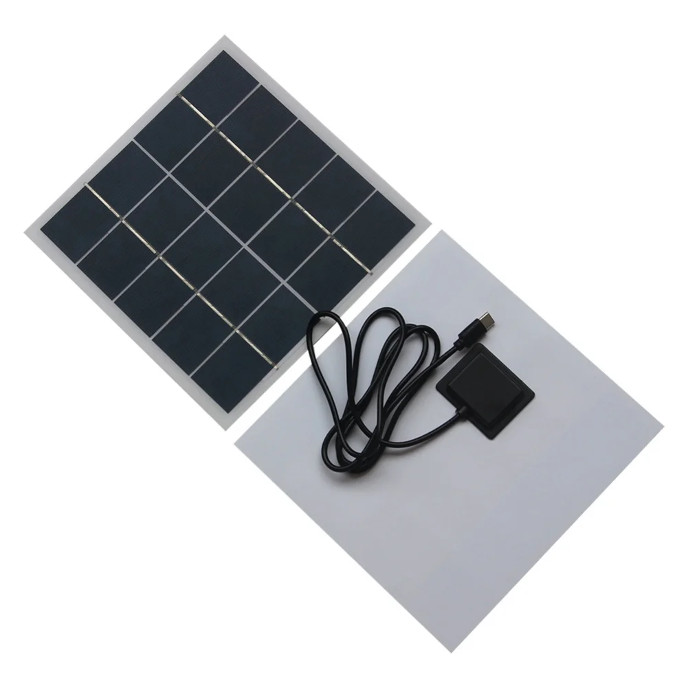 4W Solar Charging Panel 5V Type C Output Polysilicon EVA Lamination 1 M Cable 175x172x2 Mm For Camera Phone Battery Pack
