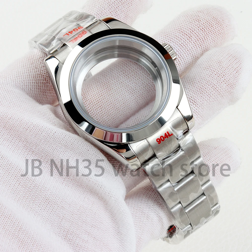 36 mm / 39 mm NH35 kast zilver massief roestvrij staal saffierglas waterdichte horlogekasten voor Datejust NH35 NH36 automatisch uurwerk
