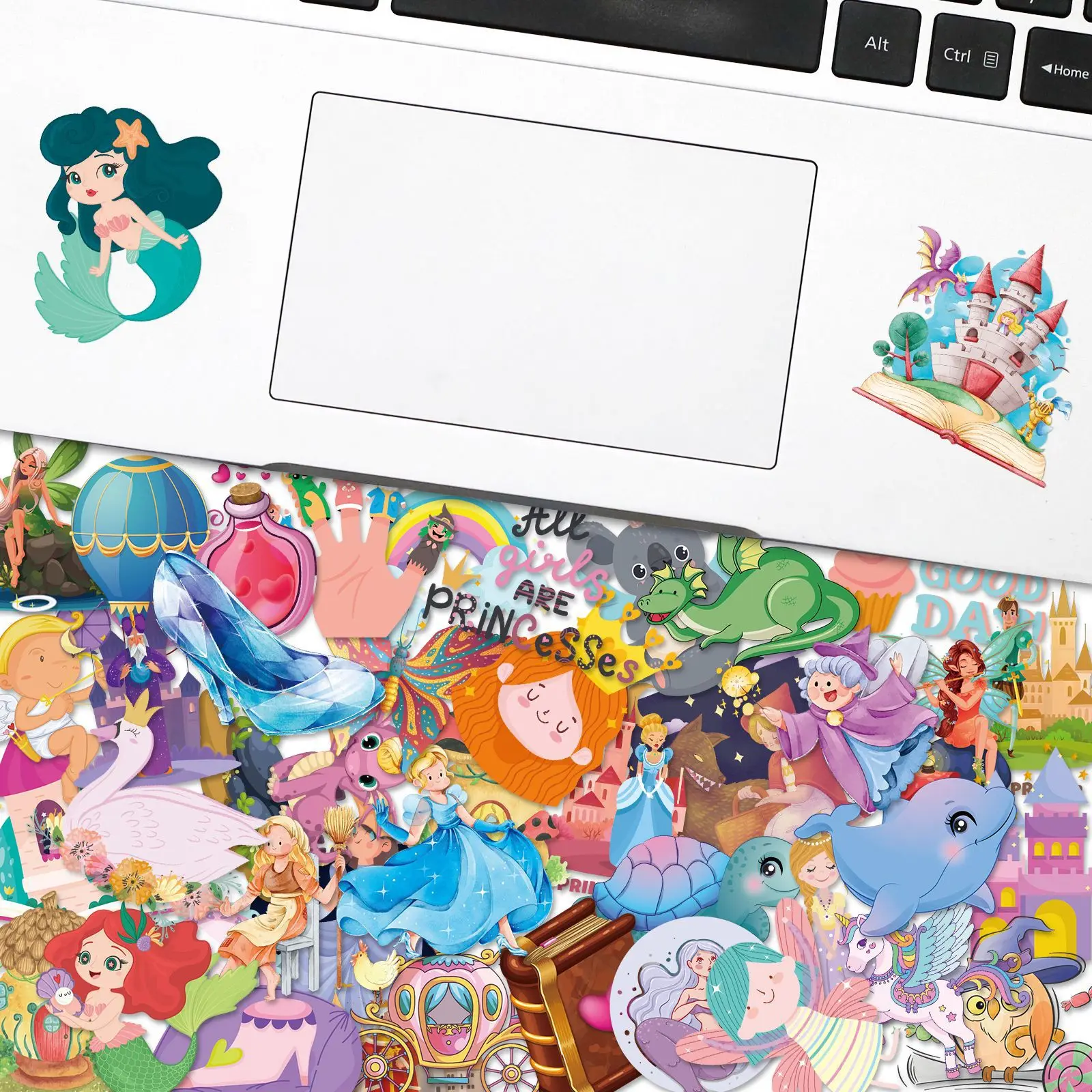 50pcs Children's Fairy Tale Stickers Princess Mobile Phone Decorative Stickers Luggage Scooter Helmet Waterproof Stickers