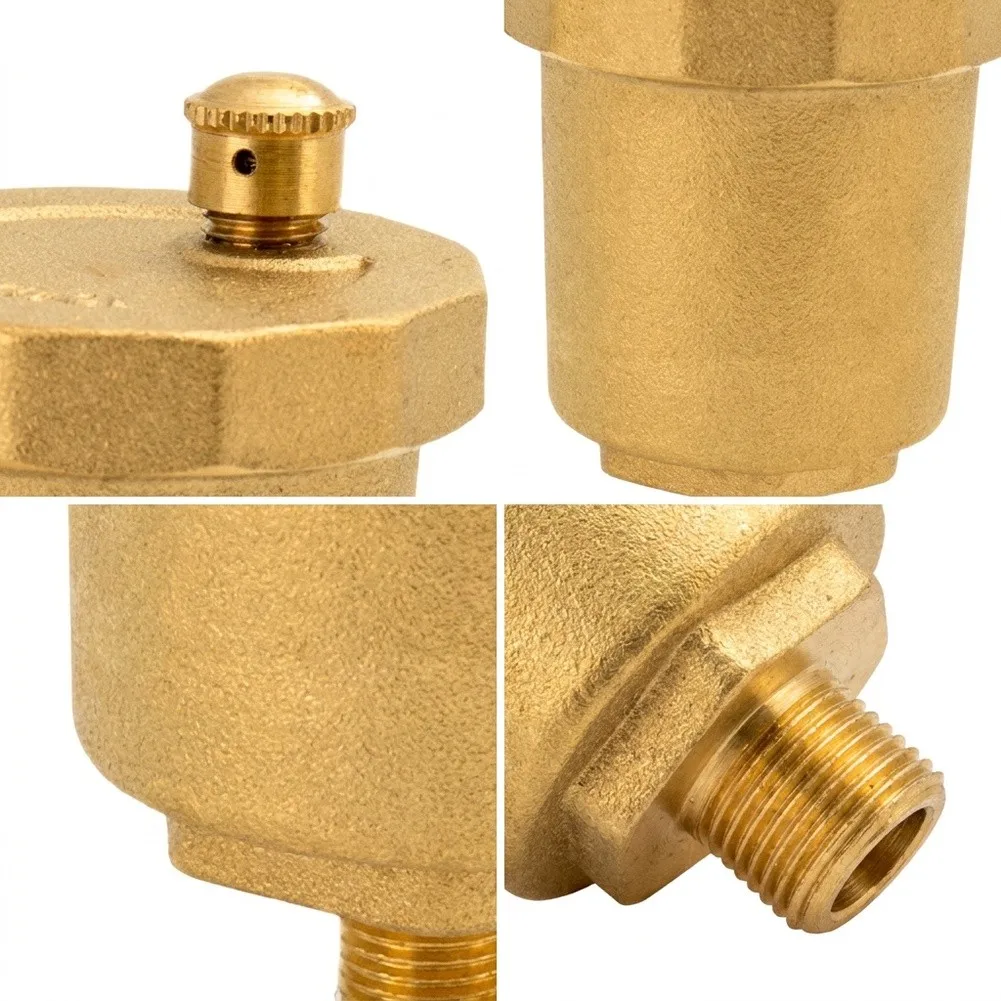 Brass Air Release Valve for Central Heating and Cooling Systems 5x5x7cm Optimized Flow Path for Fast Air Removal