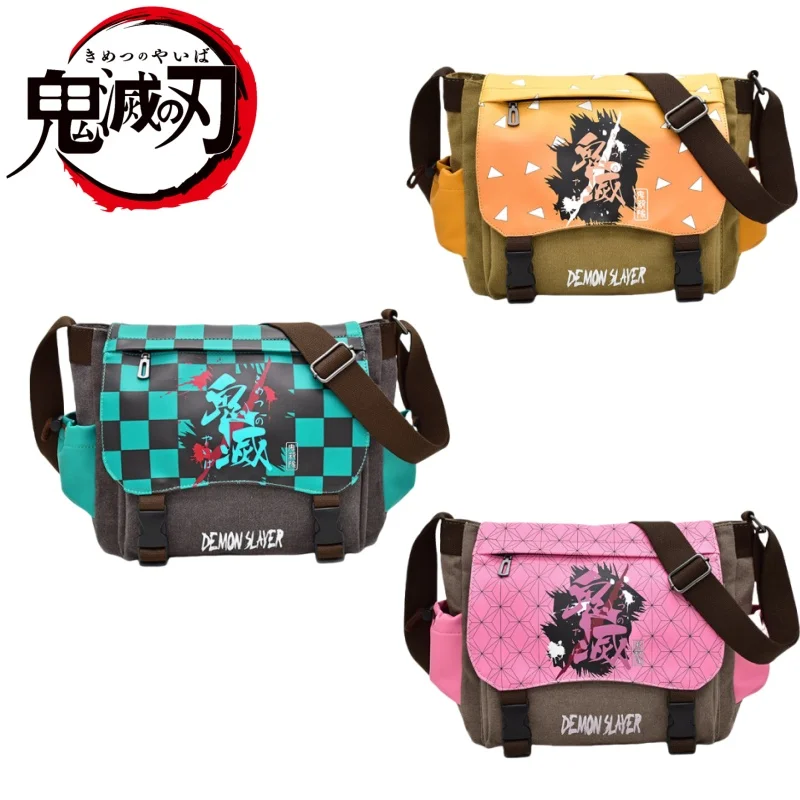 Demon Slayer Large Capacity Shoulder Bag Cartoon Nezuko Kamado Large Capacity Canvas Storage Bag Anime Peripherals Holiday Gifts