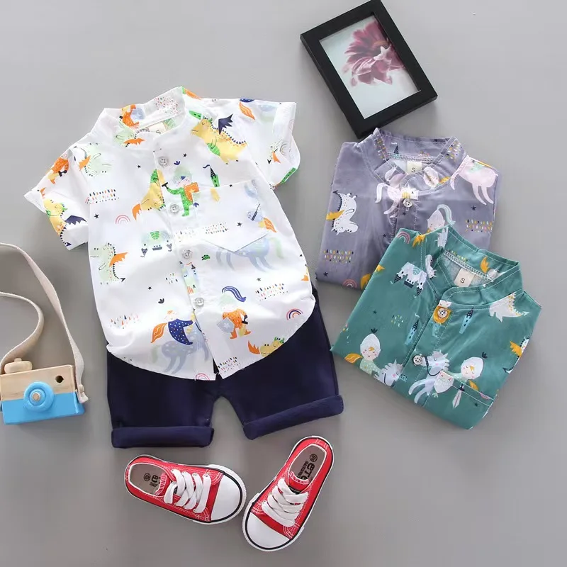 

Two Piece Set Children Clothing Boys Shirt Short Sleeved Set Girls Short Sleeve Shorts Children Clothing Baby Shirt Set Trendy