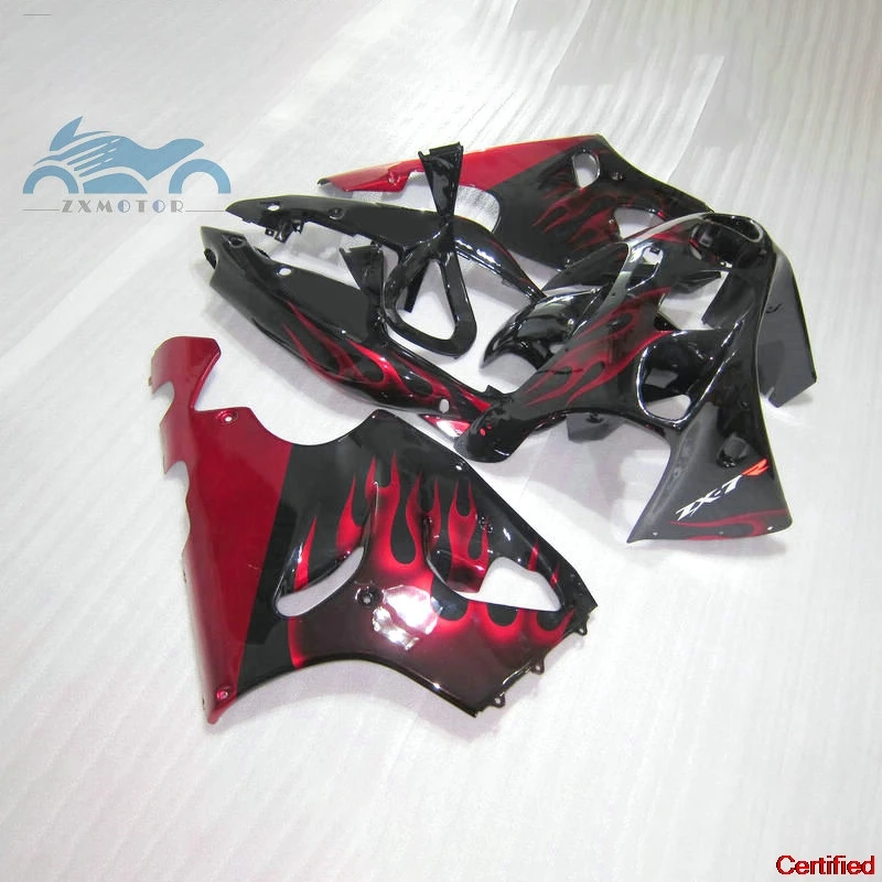 High quality full fairing kits for Kawasaki Ninja ZX7R 1996 1997-2003 ABS plastic fairings kit ZX 7R 96-03 red flames bodyworks