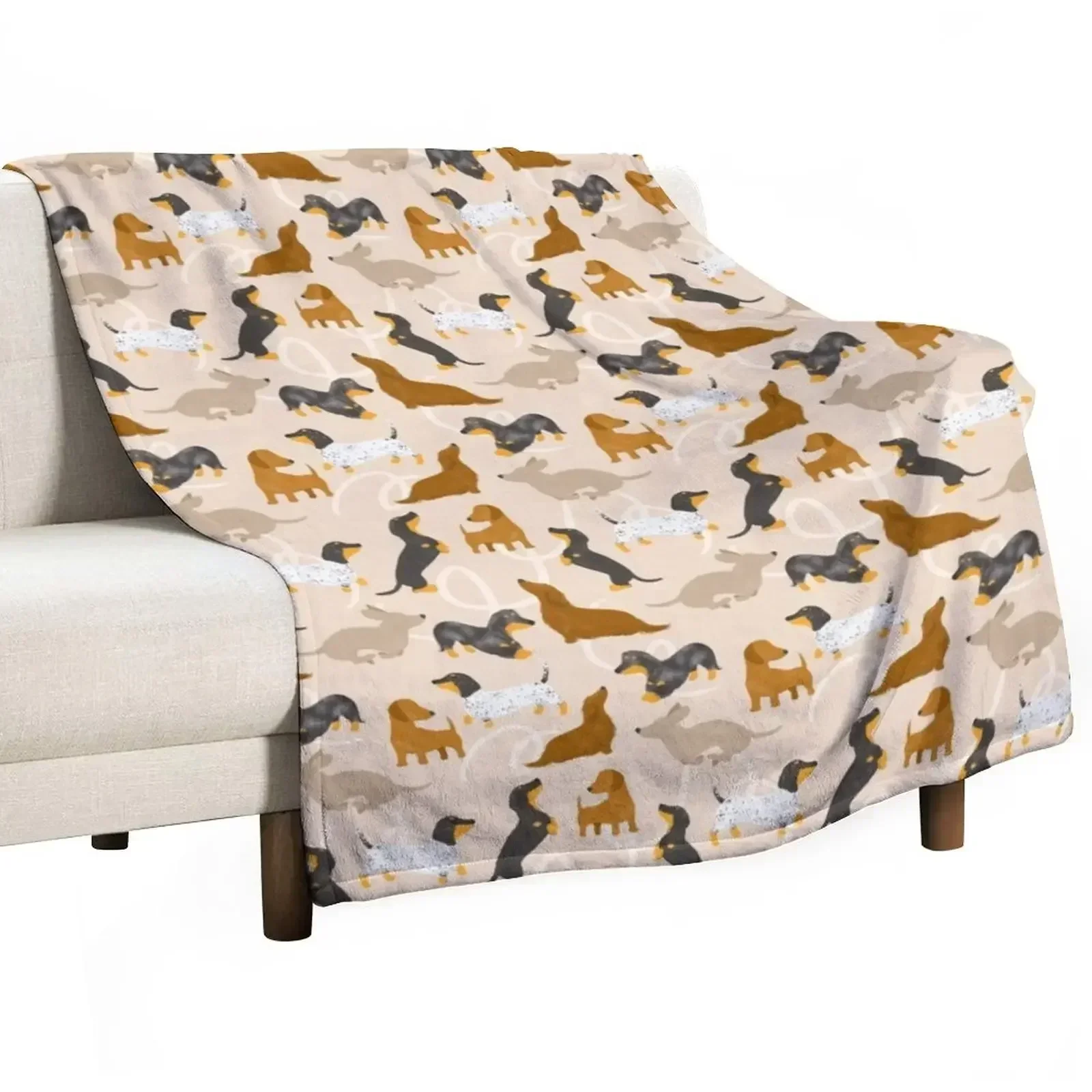 Dachshund Playground Throw Blanket Comforter Summer Tourist Stuffeds warm for winter Thins Blankets