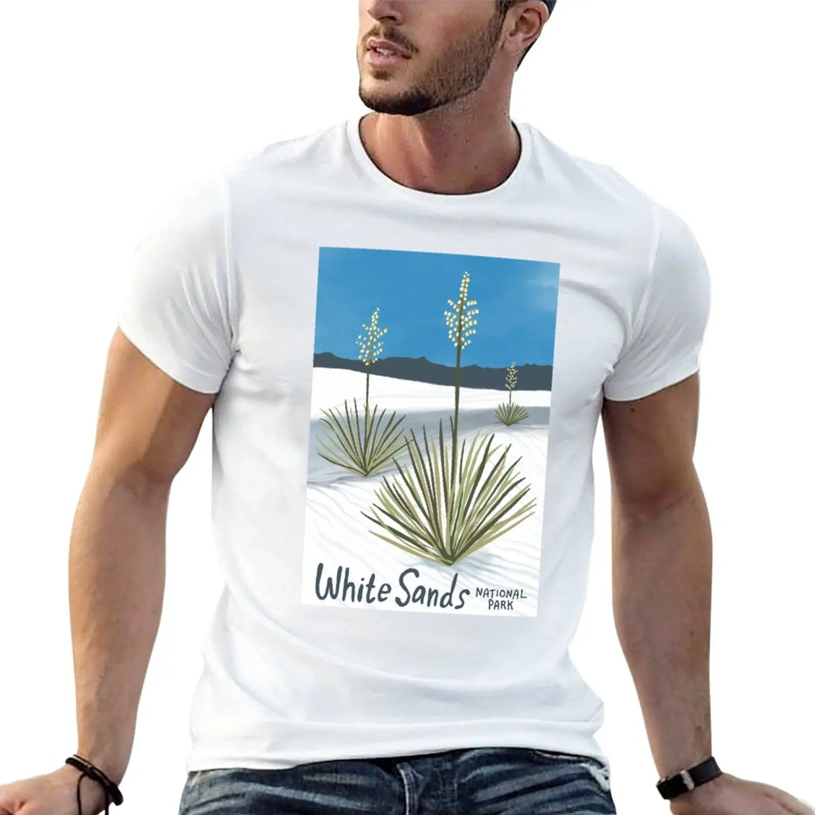 

White Sands National Park New Mexico Illustration T-Shirt hippie clothes vintage clothes workout shirts for men