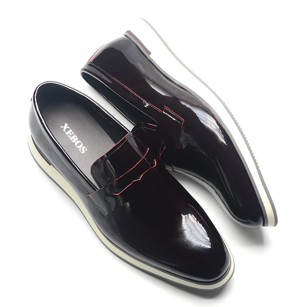 5 Colors Fashion Luxury Designer Casual Loafers Shoes for Men Solid Color High-grade Whole Patent Leather Slip-on Men\'s Sneaker