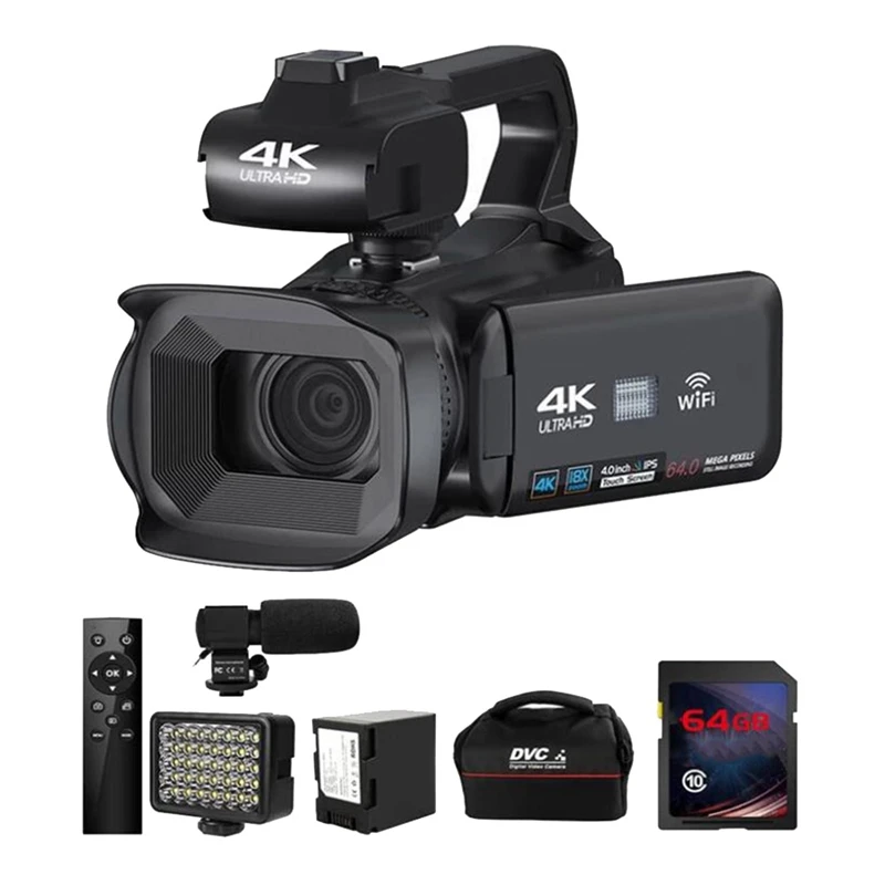 

WIFI Camcorder Camera ABS 64MP 4K For Youtube Stream Rotate 4.0 Inch Touch Screen Digital Camera