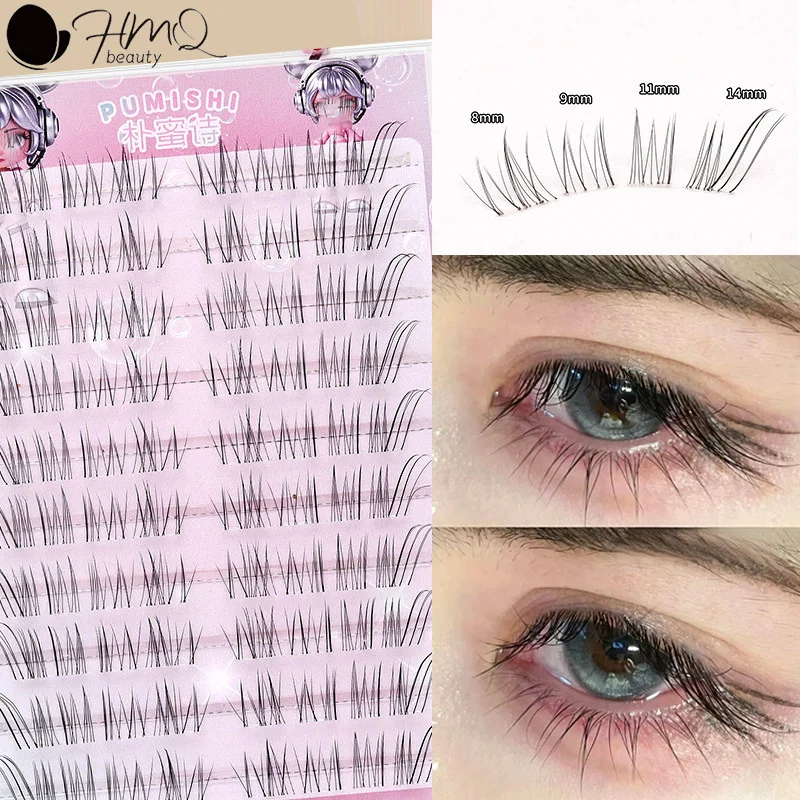 

10/6Rows Fox Style False Eyelashes Glue-Free Fly Diagonally Segmented Design Fake Eyelashes Manga Lashes Mixed Tray Natural Lash