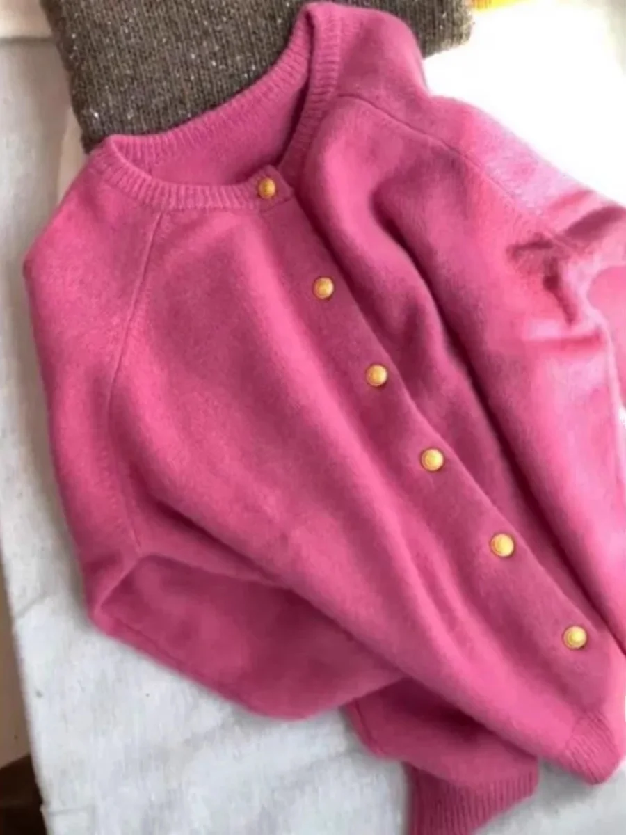 

Мягкий вязаный кардиган Raspberry с открытым передом, женский, супербелый, с розовым мехом, в корейском стиле, с длинными рукавами, стандартной длины