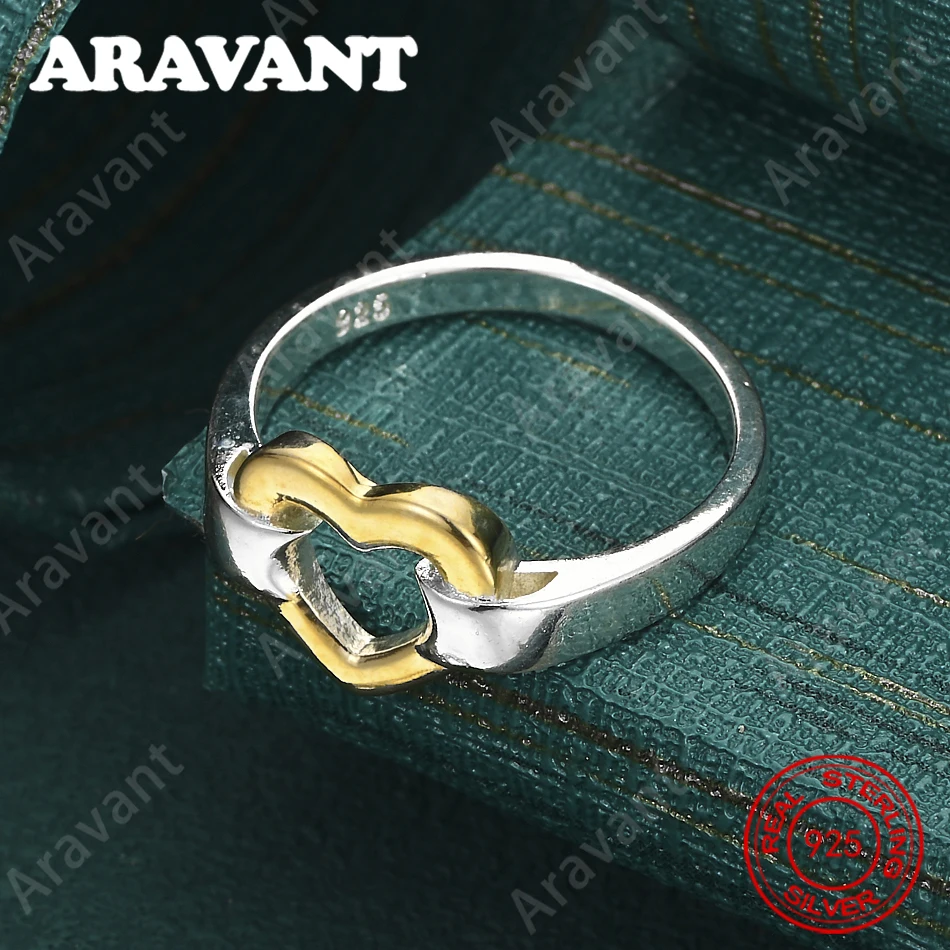 925 Sterling Silver Two-Tone Heart Ring (Sizes 7-10) - Women'S Commuter Accessory, Christmas Gift Jewelry