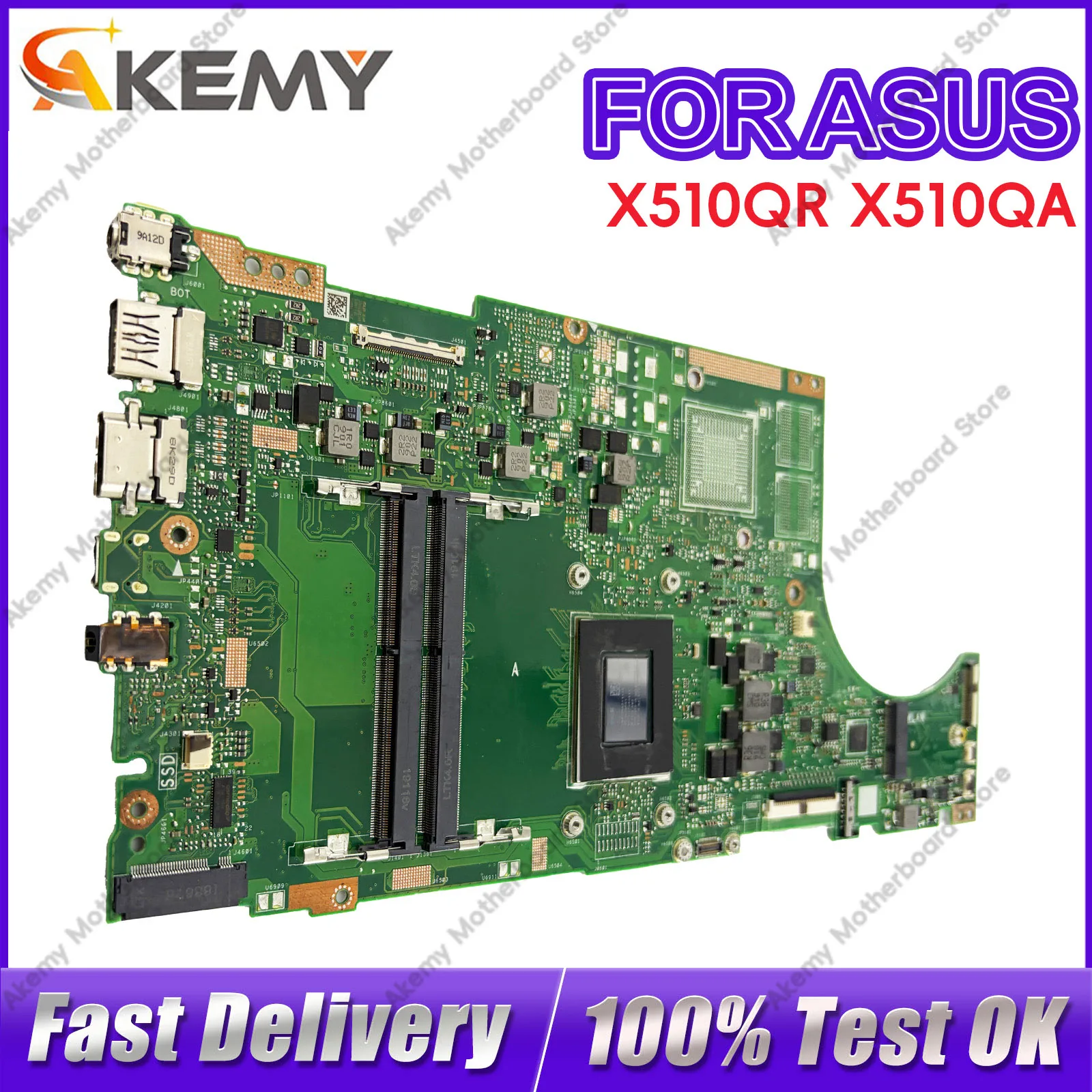 X510QR Laptop Motherboard For ASUS VivoBook X510QA V580Q A510Q X510QR X510Q F510Q Mainboard With  A10 A12 CPU 100% tests OK stk