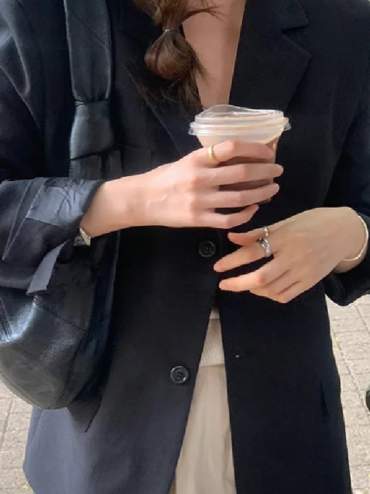 

East Gate Loose Thin Suit High Waist Slimming Pants Two Piece Set Commute Summer Outfit Women's Casual Long Sve Suit