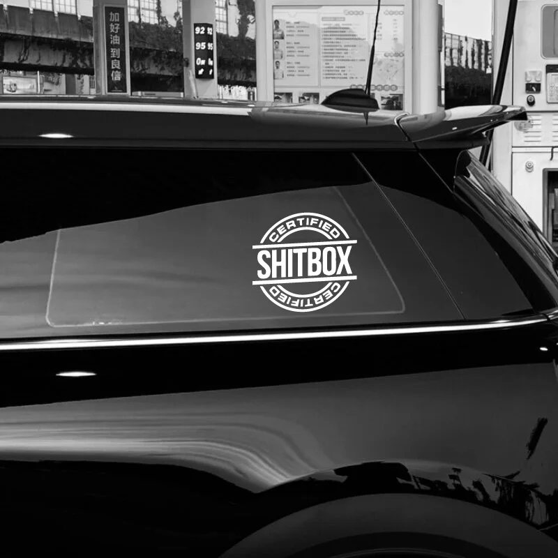 “SHITBOX CERTIFIED”Stickers,funny&creative words stickers with High quality for cars trucks motorcycles &laptops!