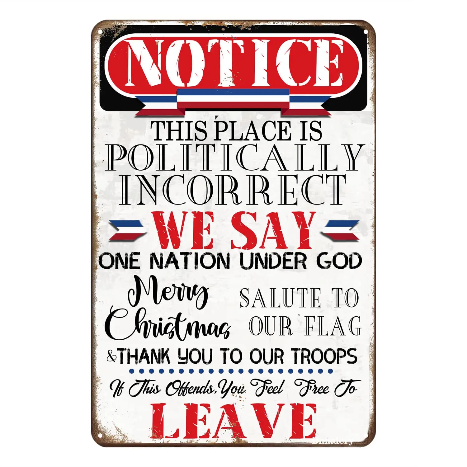 Bnmdery Warning Tin Sign Notice This Place is Politically Incorrect Retro Metal Sign Home Kitchen Bar Cafe Yard Club Cave Wall D