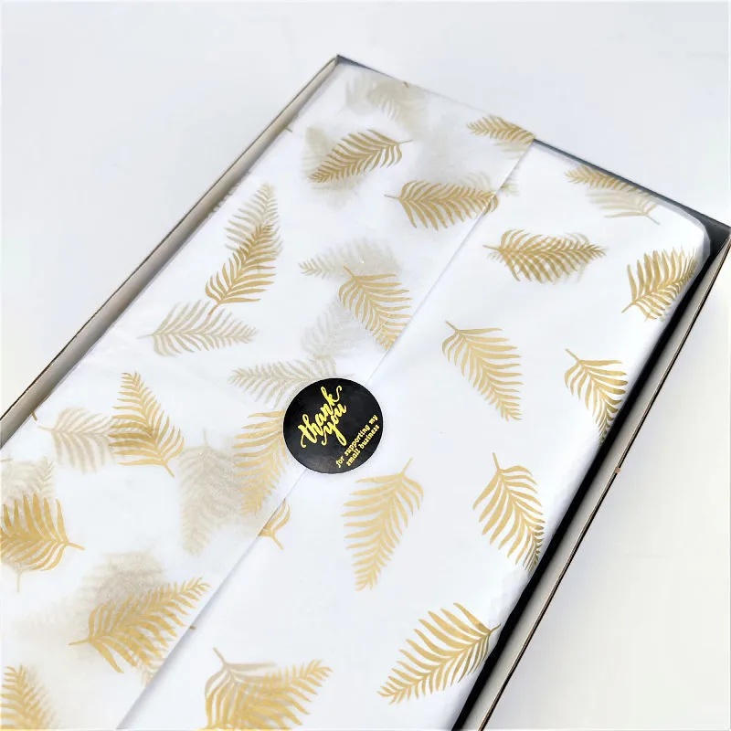 

[Packaging Mg ]17g Golden Leaf Pattern50x70cm Printed Gift Wrapping Copy Mg Tissue Paper Gold Flow