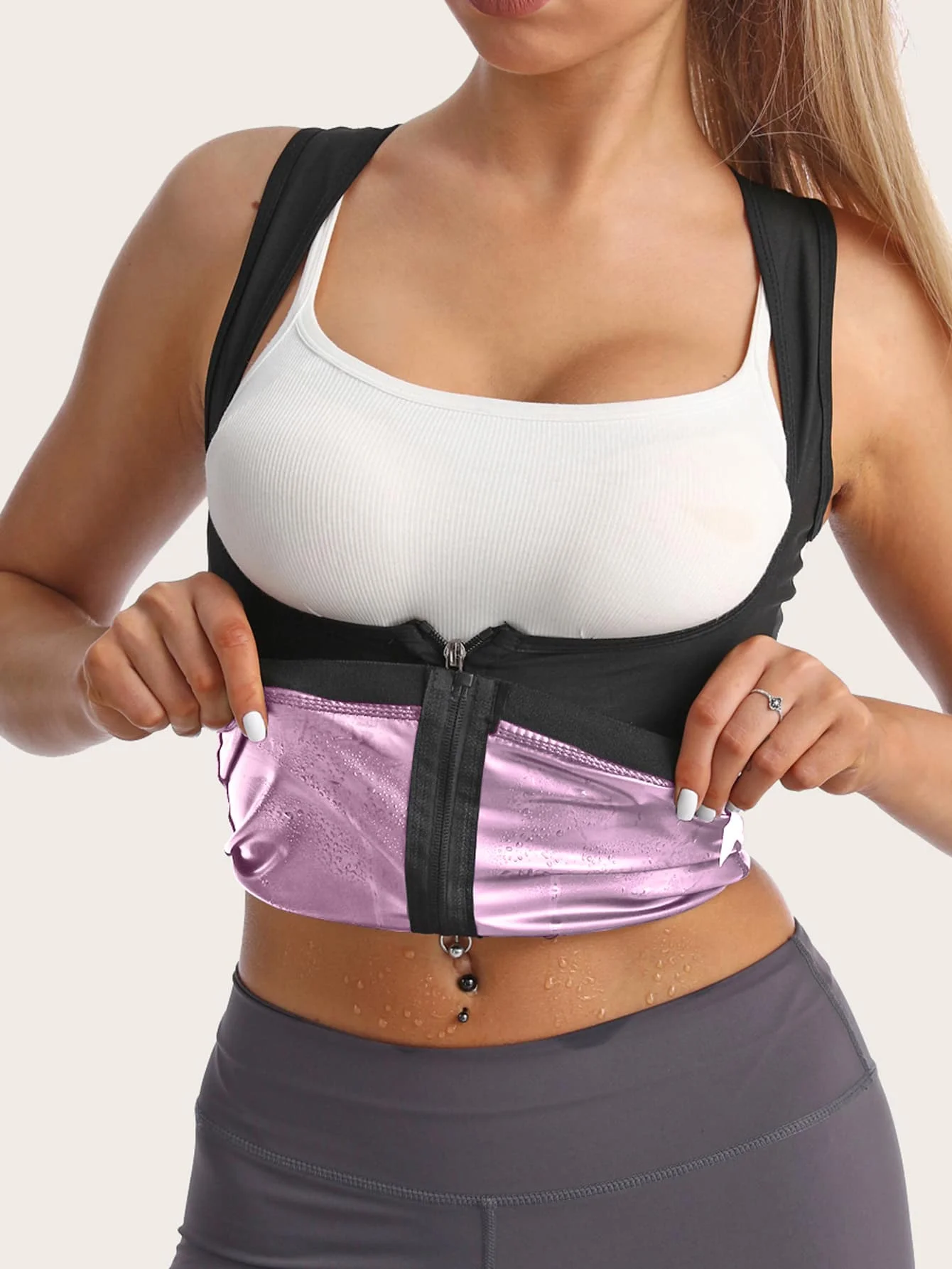 Women's Zippered Sauna Top Vest Suitable For Yoga Exercise Training Fitness Clothes Sweating Shapewear