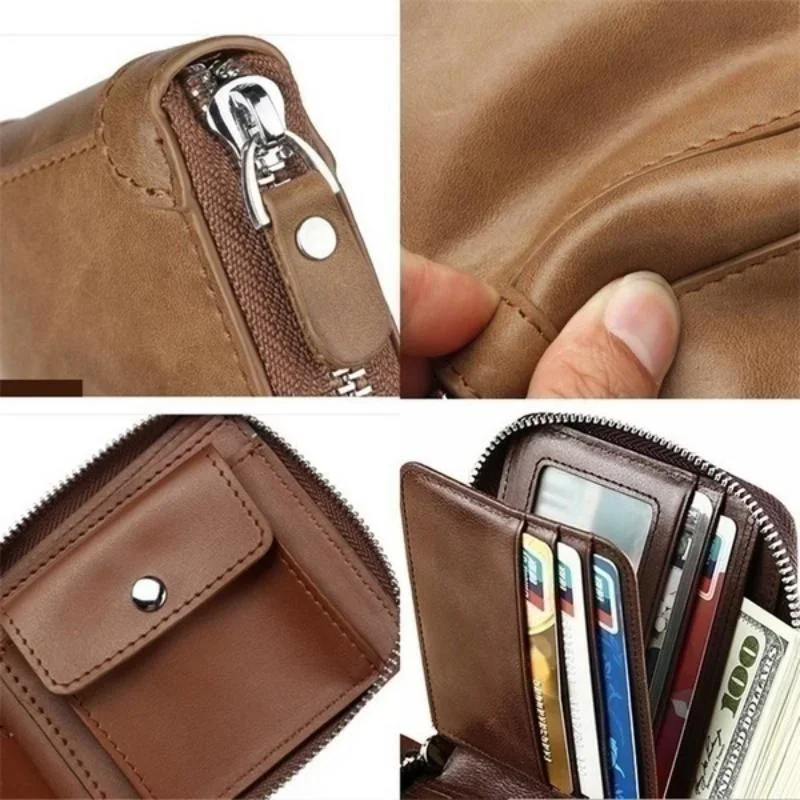 New Mens Fashion Wallet Short Wallets Brand Casual Zipper Coin Purse Male Card Holder Wallet Gifts for Men