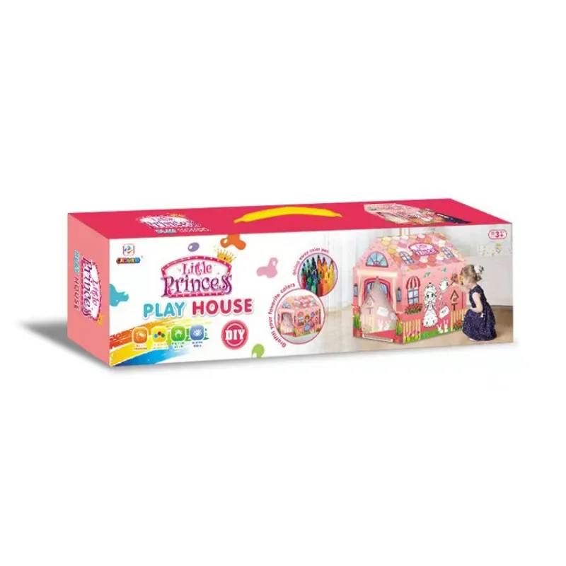 子供用DIY落書き手描きテント-屋内ゲームハウス＆屋外親子アクティビティテント小さな子供用手描きプレイハウス