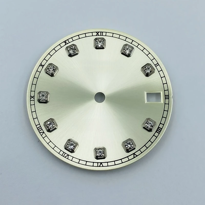 ملحقات تعديل الساعة 28.5 ملم قرص سجل نمط الشمس حرفيًا، وجه ماسي، مناسبة لحركة NH35/36