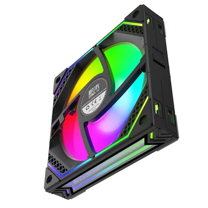 

lucky Case Fan ARGB Blocks Color Triple Package Silent Pwm Temperature Control Speed Regulating Computer Cooling Fan,Black