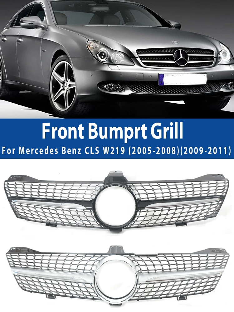 Racing Grill For Mercedes-Benz CLS W219 Front Diamond Grill 2005-2011 Car Accessories Exterior Parts CLS350 CLS500 CLS550 SLS600