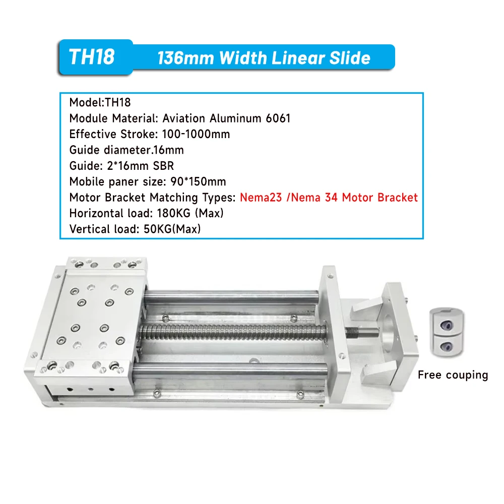 CNC Aluminum Linear Movement Module Platform Dust Cover Heavy Load SBR Guide SFU1605 /1610 100-1000mm Stroke Handwheel Slide