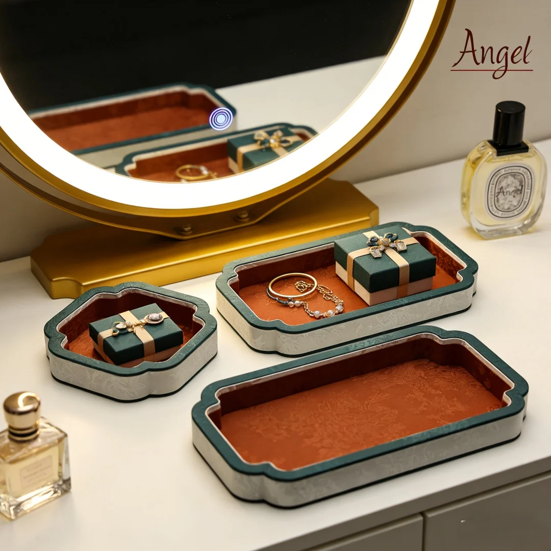 Luxury Silk Jewelry Box – Vintage Chinese Style Display Tray for Ring Bracelet Earring Perfume