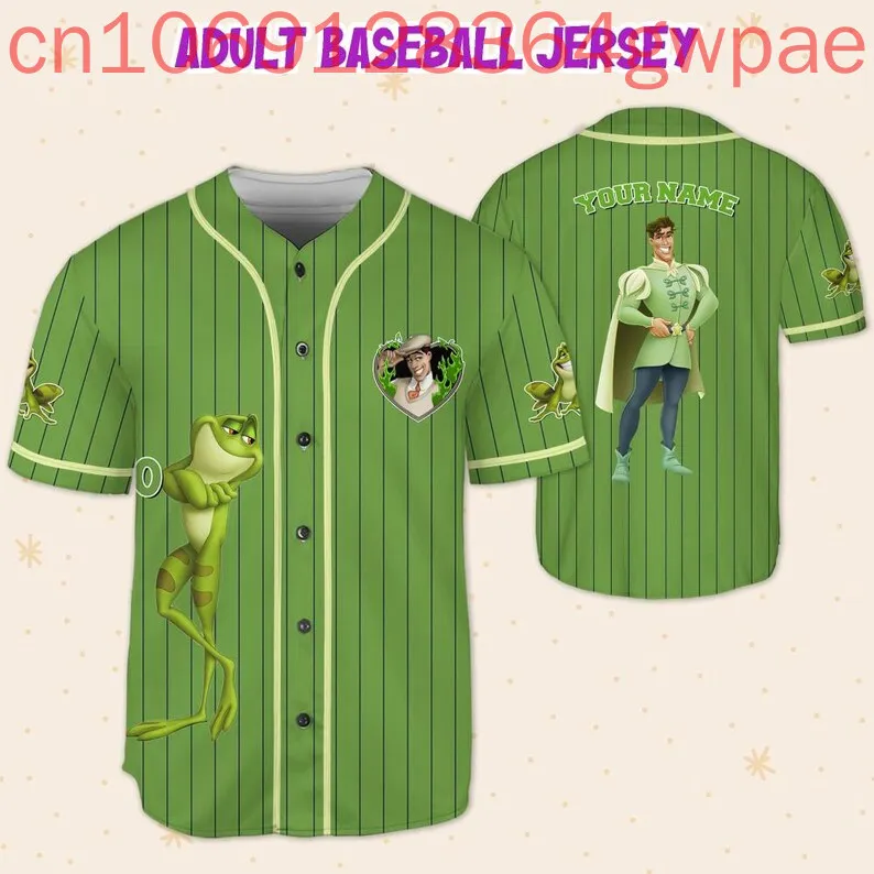 

Personalize Disney Tiana Princess Naveent Baseball Jersey Men's Women Kids Shirt Tops Summer Casual Short Sleeve Baseball Shirts