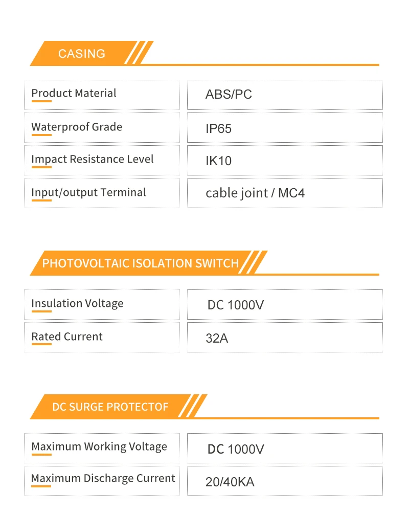2 Eingänge 1 Out DC 1000 V Solar Photovoltaik PV Combiner Box mit Blitzschutz Sicherung MCB SPD wasserdichte Box IP65 – Detail 4