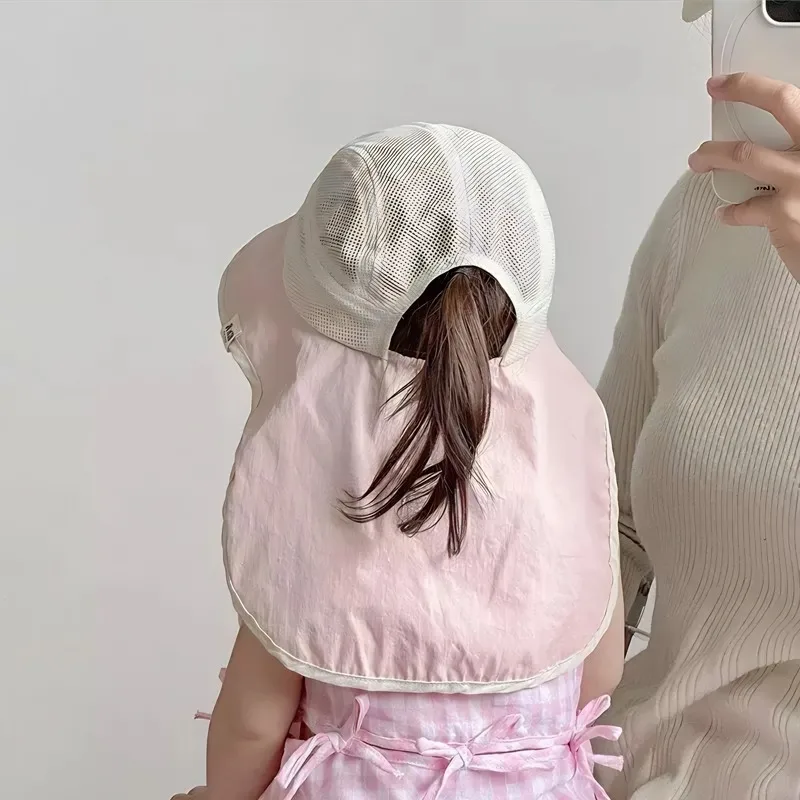 

Детская летняя шляпа от солнца - с широкими полями и длинным защитным козырьком, дышащая и ветрозащитная, для обхвата головы 45-50 см, унисекс, для пляжа и рыбалки