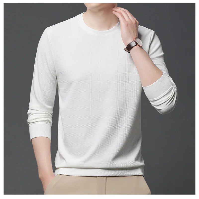 Men's Clothing Simplicity Commuting 2023 Autumn and Winter New Round Neck Long Sleeve Solid Color Versatile Fashion Pullover