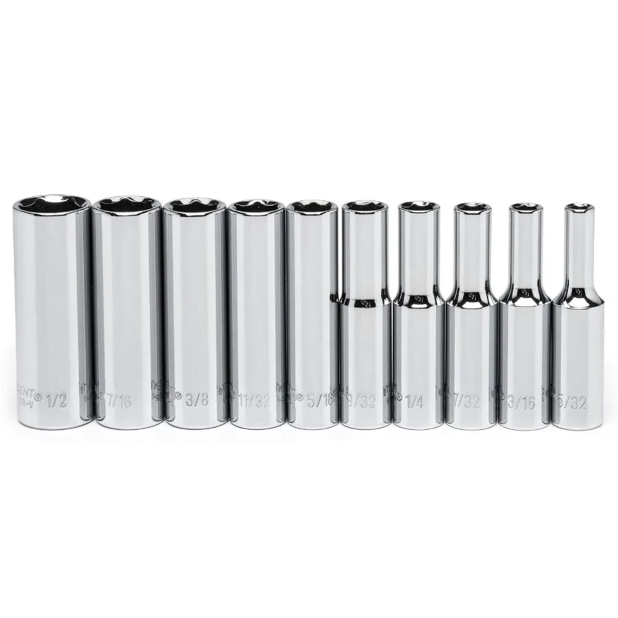 

CSAS10N 1/4 Drive 6 Point SAE Deep Socket for Automotive Repair and Maintenance Tasks High-Torque Resistance Durable Alloy Stee