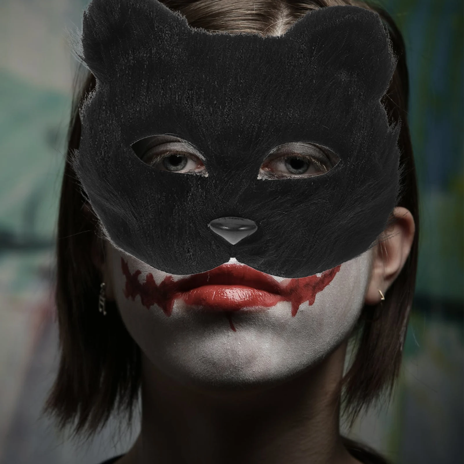 

Halloween Costumes Wolf Mask Glove Set Head Cosplay Supplies Black Animal Accessory Tail Prop