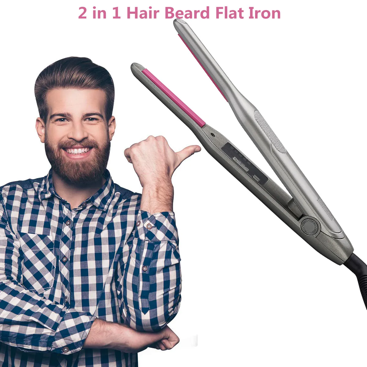 Plancha plana de lápiz de titanio con temperatura ajustable, Mini plancha plana pequeña para hombres, pelo corto Pixie, barba/flequillo/bordes