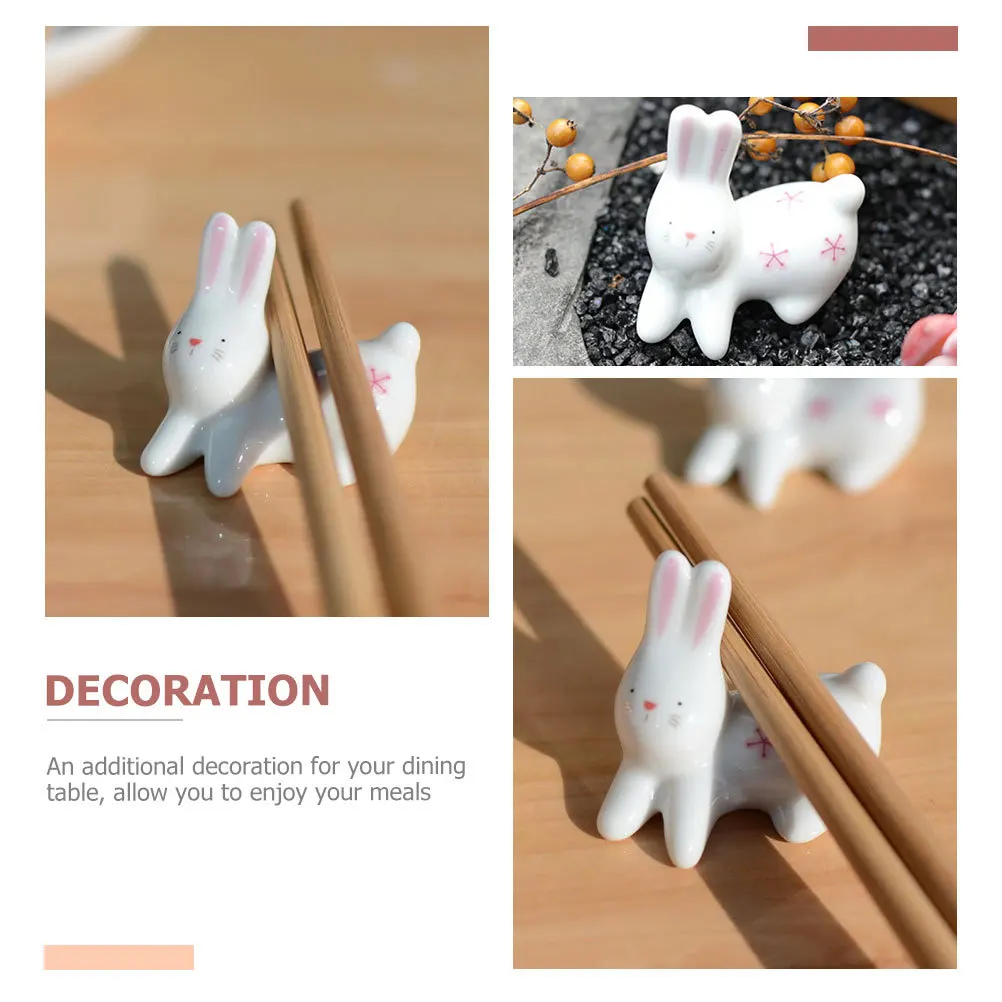 

4Pcs Rabbit Shaped Ceramic Cutlery Holders Stylish Table Decor Prevent Chopsticks Rolling Chopsticks Holder Kitchen Accessory
