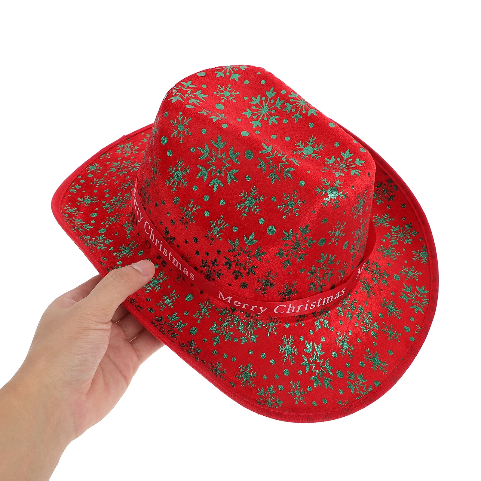 

Santa Claus Decorative Hat Has Western Cap Christmas Red Cowgirl Holiday Season Cloth Chimney Wide Brim Felt Halloween Dress up
