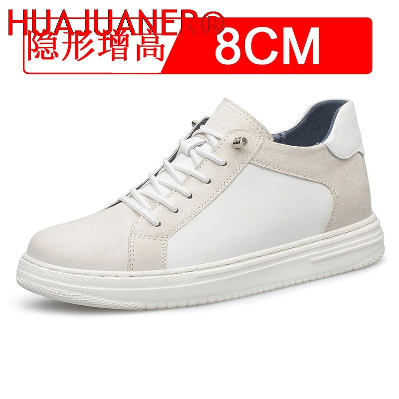 Height Increase Invisible 4 6 8cm Sports Sneakers Elevate Taller Lift Leather White Sneakers Casual Mens Elevator Shoes