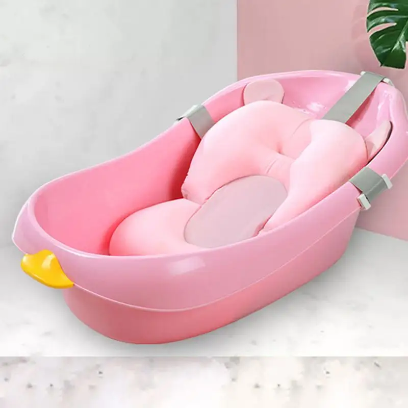 Baby Bathtub Seat Support Mat Foldable Infant Anti-Slip Soft Comfort Body Cushion Bath Tub Pad & Chair Newborn Bathtub Pillow