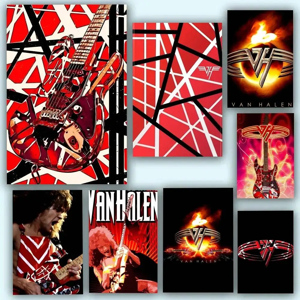 Eddie Van Halen Music Poster Waterproof Wall Art Sticker For Bar Living Room Vintage Room Decor High Quality Print Gift