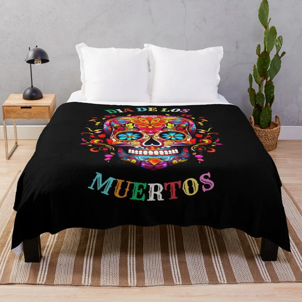 

Traditional Day of the Dead Skull Throw Blanket Camping Giant Sofa Softest Sleeping Bag Blankets