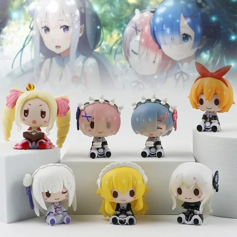 Figura bonita de Re Zero Rem, Mini estatua de Emilia Ram, figura de acción de Anime Re:Zero Rem, escultura de PVC, decoración de escritorio, accesorios para el hogar