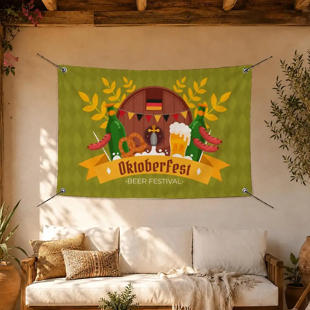 Fresh Event Oktoberfest Flags Room Home Decor Wall‑Hanging Art Banner, Outdoor for Bedroom Party Background Decoration