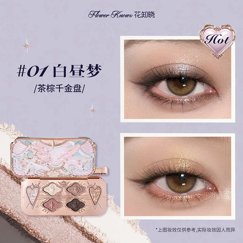 Flower Knows black Swan Ballet Eyeshadow Palette Matte Fine Shimmer Pearl Face Palette 6 Colour Glitter Eye Shadow image 3
