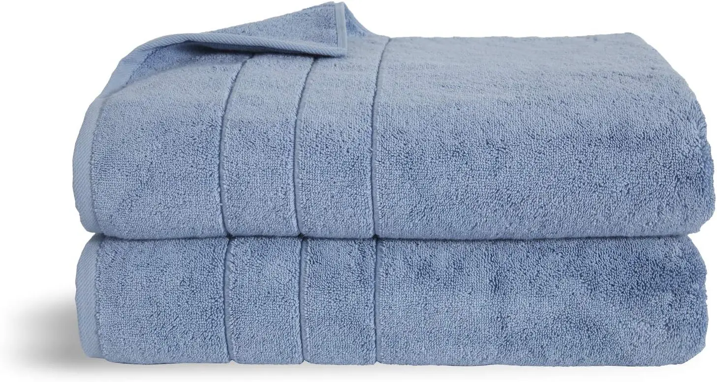 

Super-Plush Turkish Cotton Bath Sheets - Set of 2 Ocean Blue 100% Cotton | Best Luxury Spa Towels Two super-plush bath sheets