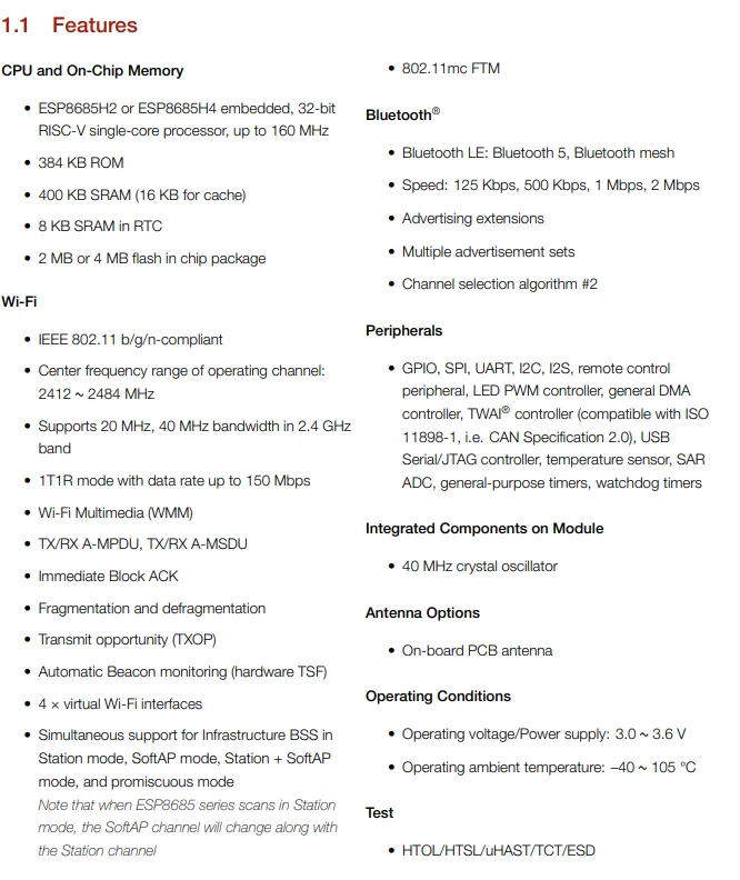 Espressif ESP8685-WROOM-05-H4 Modul – Detail 2